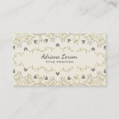 ベージュとグレーの花の名刺 名刺 (正面)