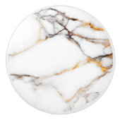 ベージュとグレーアクセントを備えた高級白い大理石 セラミックノブ (正面)