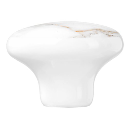 ベージュとグレーアクセントを備えた高級白い大理石 セラミックノブ (側面)