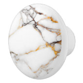 ベージュとグレーアクセントを備えた高級白い大理石 セラミックノブ (右)