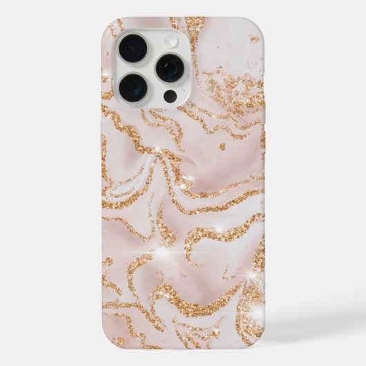 ベージュとゴールドの大理石模様 iPhoneケース (裏面)