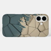 ベージュとスレートブルーの使い込まれたテクスチャー幾何学柄スマホケース Case-Mate iPhoneケース (裏面 (横))