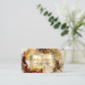 ベージュとセージ緑の水色の名刺 名刺 (スタンド正面)