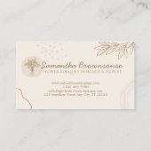 ベージュとソフトピンクのカリグラフィー結婚式花束 名刺 (裏面)