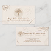 ベージュとソフトピンクのカリグラフィー結婚式花束 名刺 (正面/裏面)