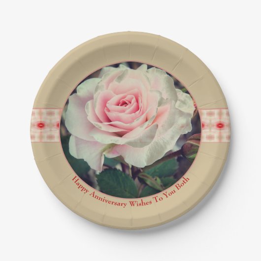 ベージュとソフトピンク ペーパープレート (正面)