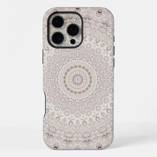 ベージュとタウペの曼荼羅パターン・デザイン iPhoneケース (裏面)
