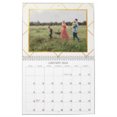ベージュとダークグリーンタータンチェック格子柄ファミリー写真 カレンダー (1月 2026)