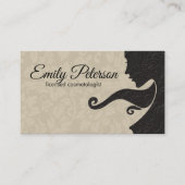 ベージュとダークブラウン美しい/化粧品デザイン 名刺 (正面)