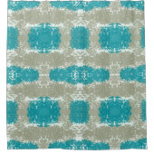 ベージュとティール（緑がかった色）バスシャワーカーテン シャワーカーテン (正面)