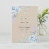 ベージュとニオイバンマツリの花弁の結婚式 招待状 (スタンド正面)