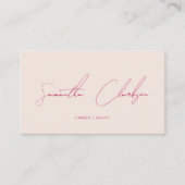 ベージュとバラレッド手書きスクリプトQRコード 名刺 (正面)