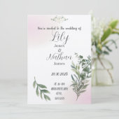 ベージュとピンクのウェディング招待状テンプレート 招待状 (スタンド正面)
