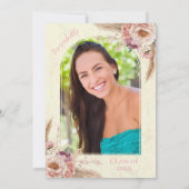 ベージュとピンクボホの水カラーフローラ卒業 招待状 (裏面)