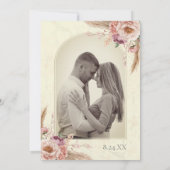 ベージュとピンクボホウォーターの色のフローラ結婚ズ 招待状 (裏面)