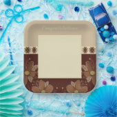 ベージュとブラウンのスクエア ペーパープレート (パーティー)