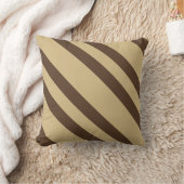 ベージュとブラウンのストライプ クッション (ブランケット)