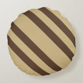 ベージュとブラウンのストライプ ラウンドクッション (裏面)