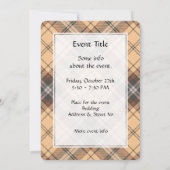 ベージュとブラウンのタータン 招待状 (裏面)