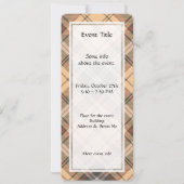 ベージュとブラウンのタータン 招待状 (裏面)