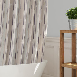 ベージュとブラウンのパターン（の模様が）あるストライプ シャワーカーテン