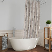 ベージュとブラウンのパターン（の模様が）あるストライプ シャワーカーテン