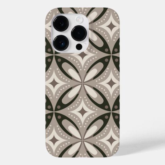 ベージュとブラウンのレトロな円形 Case-Mate iPhoneケース (裏面)