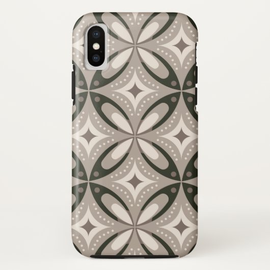 ベージュとブラウンのレトロな円形 Case-Mate iPhoneケース (裏面)