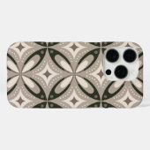 ベージュとブラウンのレトロな円形 Case-Mate iPhoneケース (裏面 (横))