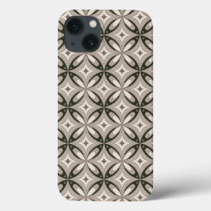ベージュとブラウンのレトロな円形 iPhone 13ケース