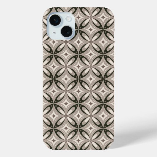 ベージュとブラウンのレトロな円形 Case-Mate iPhoneケース (裏面)
