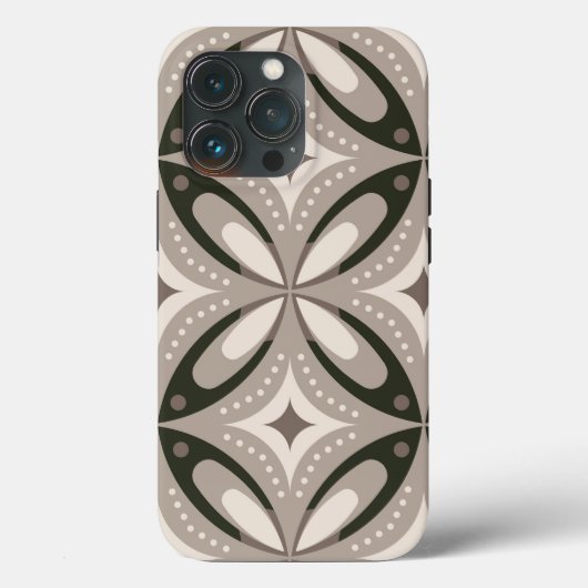 ベージュとブラウンのレトロな円形 Case-Mate iPhoneケース (裏面)