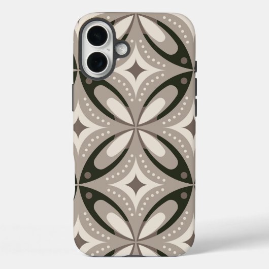 ベージュとブラウンのレトロな円形 Case-Mate iPhoneケース (裏面)