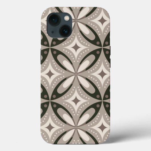 ベージュとブラウンのレトロな円形 Case-Mate iPhoneケース (裏面)