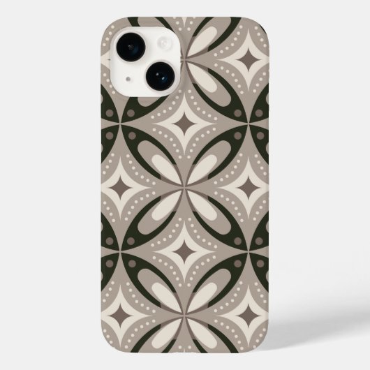 ベージュとブラウンのレトロ円形模様 Case-Mate iPhoneケース (裏面)