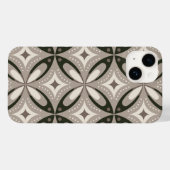 ベージュとブラウンのレトロ円形模様 Case-Mate iPhoneケース (裏面 (横))