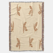 ベージュとブラウンの葉のスローケット スローブランケット (正面縦)
