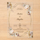 ベージュとブラウンア素朴クリル結婚式招待状 アクリル招待状 (正面)