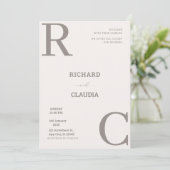 ベージュとブラウンシンプルミニマル結婚リスト 招待状 (スタンド正面)