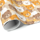 ベージュとブラウンベアヘッド | ラッピングペーパー (ロールコーナー)