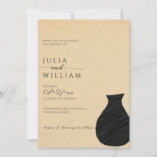 ベージュとブラックの美学 | 結婚s 招待状 (正面)