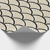 ベージュとブラックアートデコ抽象芸術花模様 ラッピングペーパー (角)