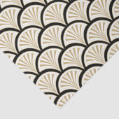 ベージュとブラックアートデコ抽象芸術花模様 薄葉紙 (詳細)