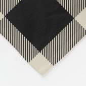 ベージュとブラックバッファローチェックモノグラム フリースブランケット (角)