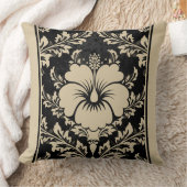 ベージュとブラックフローラ装飾用クッション クッション (ブランケット)