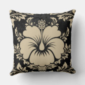 ベージュとブラックフローラ装飾用クッション クッション (裏面)