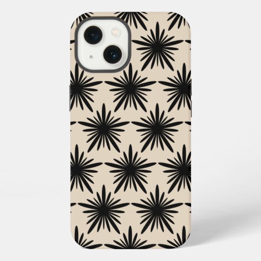 ベージュとブラックボホ抽象芸術星模様 iPhoneケース (裏面)