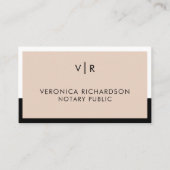 ベージュとブラックミニマルクリーン熟公証人 名刺 (正面)