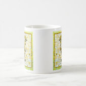 ベージュとブラックモザイクチキンアートの色合い コーヒーマグカップ (中央)