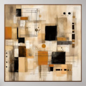 ベージュとブラックモダンアート ポスター (正面)